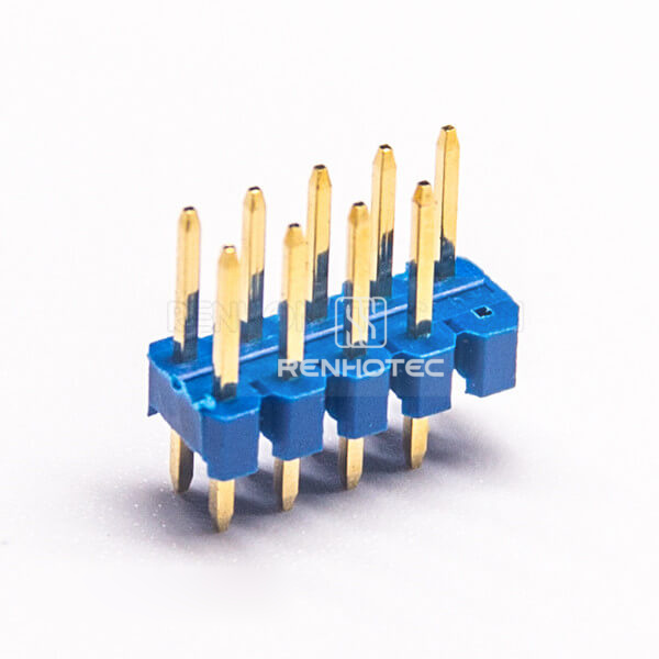 9 Pin PCB Header Dual Row Blue Plastic 2.54mm Picth 180 Degree