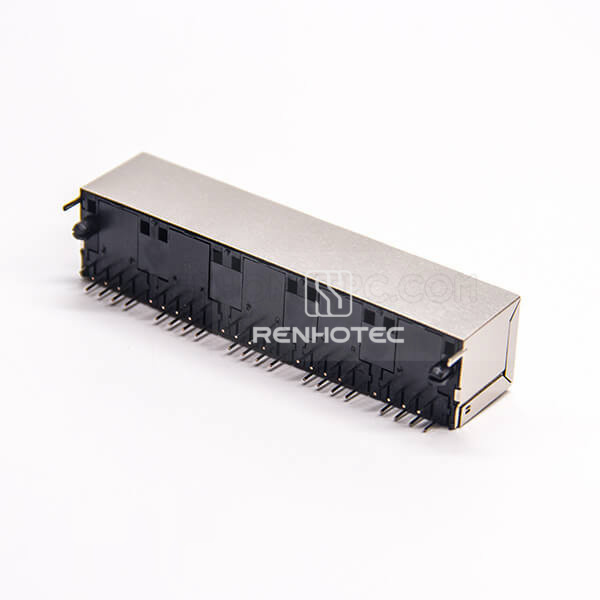 RJ45 Multiple 1*5 Port Shielded 180 Degree Jack Modular DIP for PCB Mount