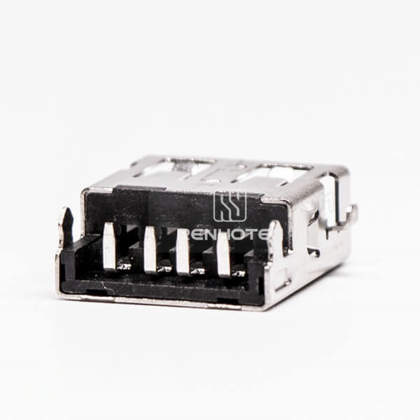 SMT Female 90 Degree USB2.0 Offest Type Through Hole