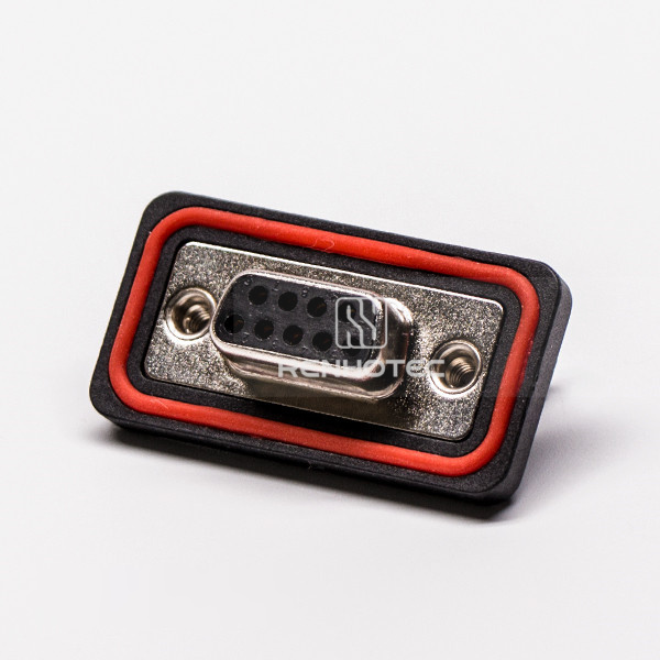 9 Pin D-SUB Waterproof Connector 90° Female Through Hole for PCB Mount