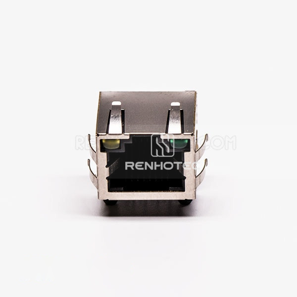 RJ45 Connector Female 1 Port 90 Degree with Shield and with LED