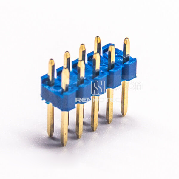 9 Pin PCB Header Dual Row Blue Plastic 2.54mm Picth 180 Degree
