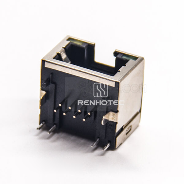8p8c Socket RJ45 Modualr Connector Right Angle PCB Mount Shielded Through Hole
