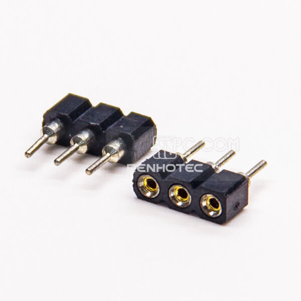 Circular Holes Single Row 3 way 2.54mm Pitch Female Header DIP Type