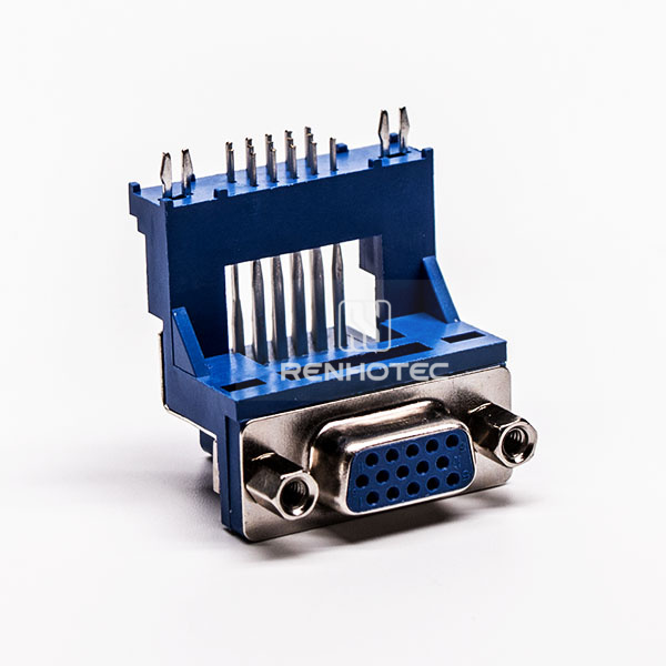 15 Pin D-SUB Female 90 Degree Elevated Staking Type through Hole