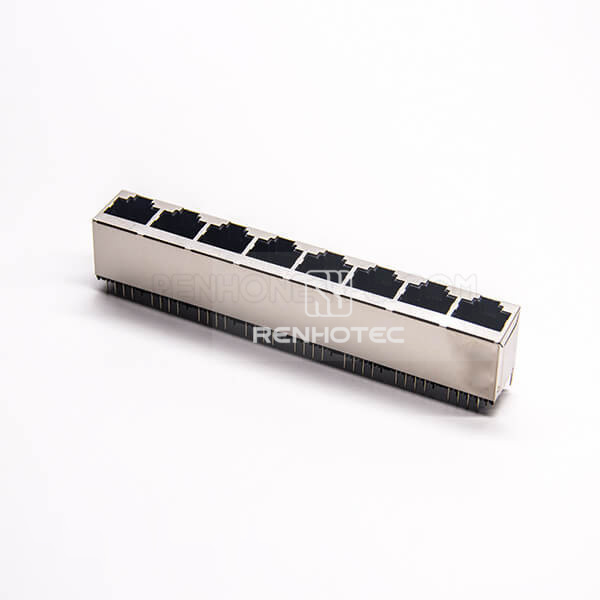 RJ45 Socket 8 Port PCB Through Hole Connector Shielded Ethernet Network