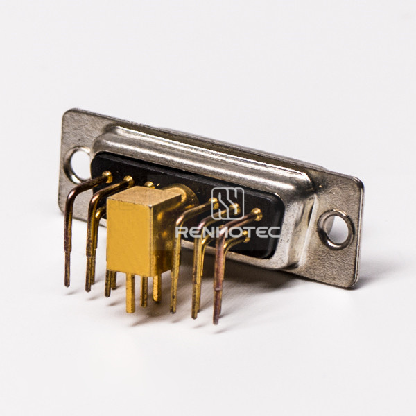 Right Angle Coaxial D-SUB Male Solder Type with Staking for PCB Mount