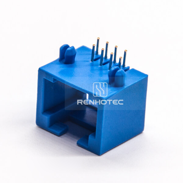 Blue RJ45 Connector 90 Degree Without Filtered DIP Type PCB Mount Unshielded