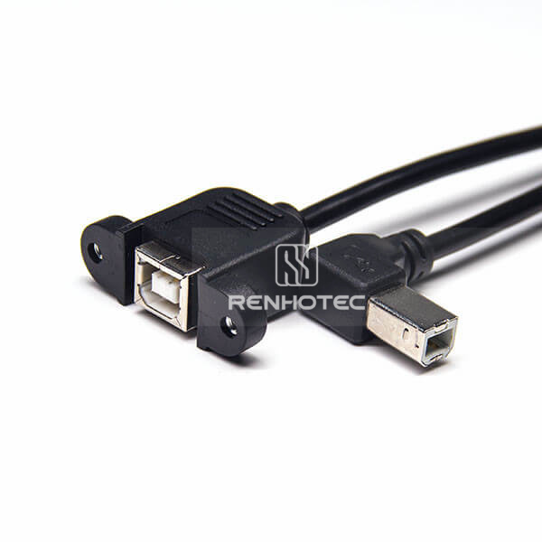 USB Type B OTG Cable Right Angle Male to Female Connector