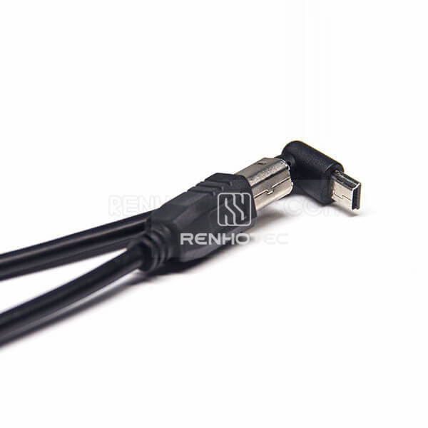USB to Mini USB Cable Mini USB Male Down Angle to Type B Male Straight