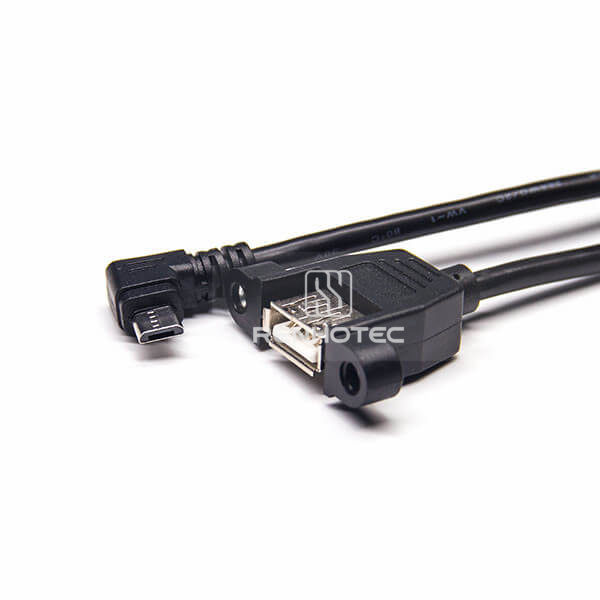 Micro USB Right Angle Male OTG Cable to USB A Straight Female