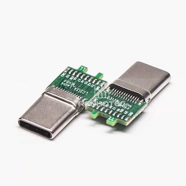 USB Type C Straight 180 Degree Plug 24 Pin Solder Type