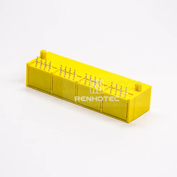 8p8c Socket 4 Port Angled Unshielded Yellow Shell Through Hole PCB Mount Without LED