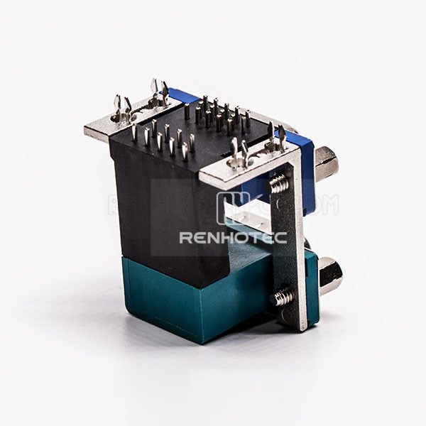 DB 15 Pin Stacked 90 Degree Female and 9 Pin Male Connector for PCB Mount