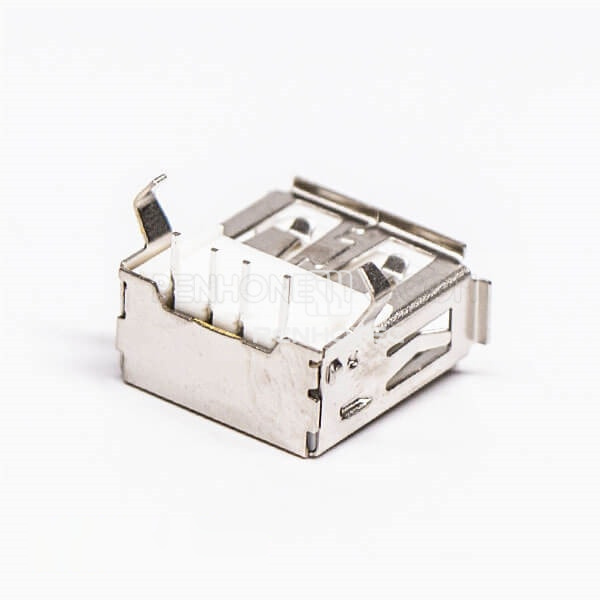 Female USB Port 2.0 Right Angle Through Hole White