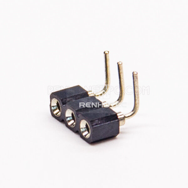 Female Header Right Angle Circular Holes 3 Way 2.54mm Pitch DIP