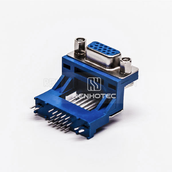 D-SUB 15 pin Staking Blue Female Right Angle Elevated Through Hole for PCB Mount