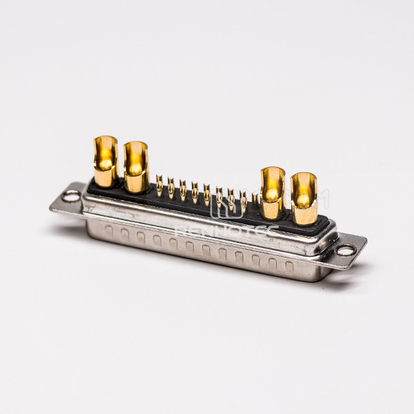 Male D-SUB Connector Power 21W4 180° Solder Type for Cable with Staking