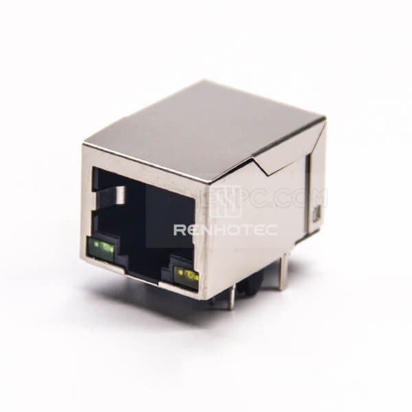 RJ45 LED 90 Degree Jack Modular Through Hole Shielded Without Filtered