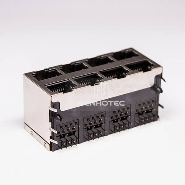 RJ45 Female PCB Connector 2*4 8 Port Double Row with Shield and Without LED