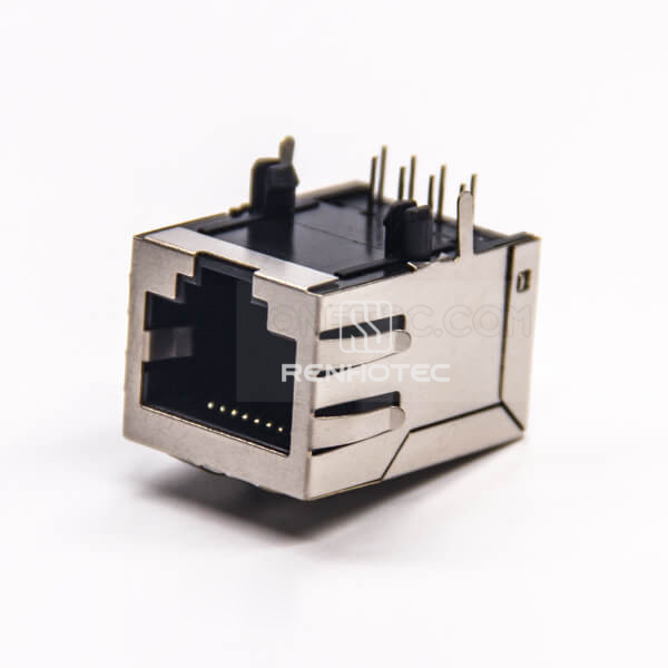 RJ45 Connectors Shielded Jack 90 Degree with EMI Shielded DIP for PCB Mount