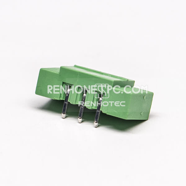 3 pin Terminal Block Connector Right Angle with 2 Screw Hole Green Pluggable Connector