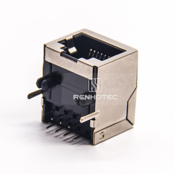 Ethernet to RJ45 Shielded without LED 90 Degree Through Hole for PCB Mount