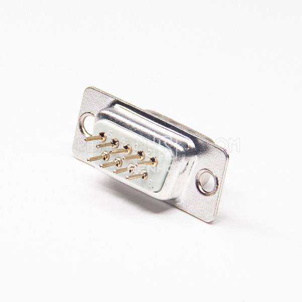 D-SUB 9 Pos White insulator Male Stamped Pin Straight Through Hole Connectors