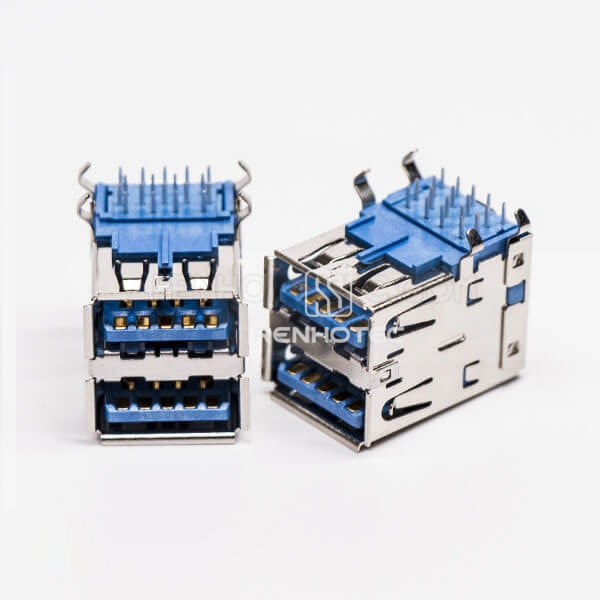 Dual Port Fast USB 3.0 Type A Female DIP Through Hole