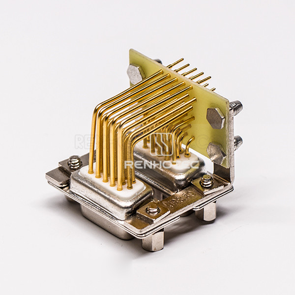 D-SUB 15Pin Stacked Connector 90 Degree 19.05 Staking type White Receptacle For PCB Mount