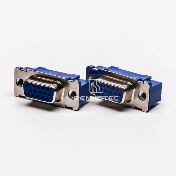 D-SUB 15 Straight Female High Density Blue Through Hole for PCB Mount