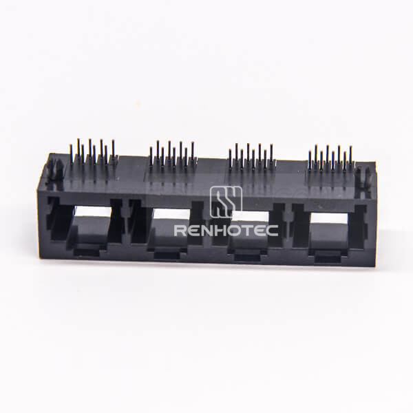 Port RJ45 4 Port Types Unshielded without LED 90 Degree Plastic Black