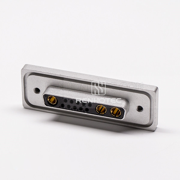 Waterproof D-SUB 13w3 Connector Female Power 90° hough Hole