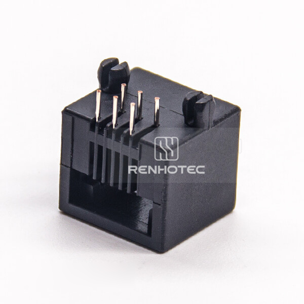 RJ12 Socket Connector Black Angled 6p6c Through Hole for PCB Mount