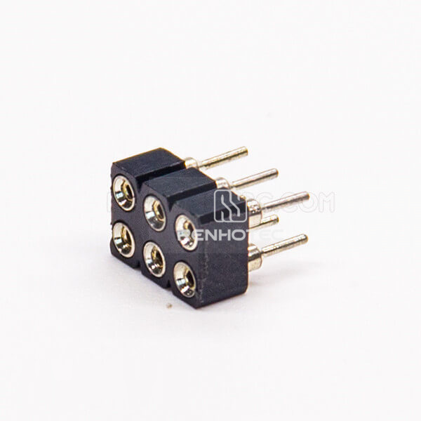 Circular Holes Female Header Dual Row 6 Way 2.54mm Pitch Through Hole