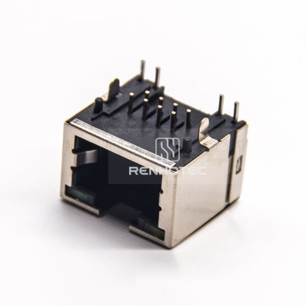 8p8c Socket RJ45 Modualr Connector Right Angle PCB Mount Shielded Through Hole