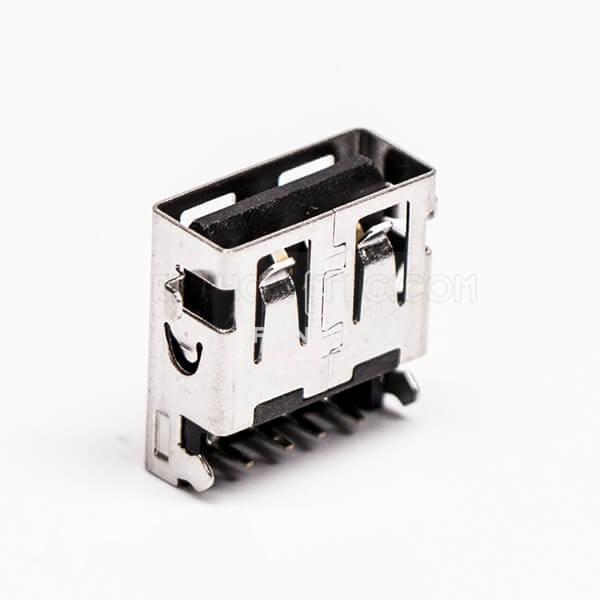 SMT Female 90 Degree USB2.0 Offest Type Through Hole