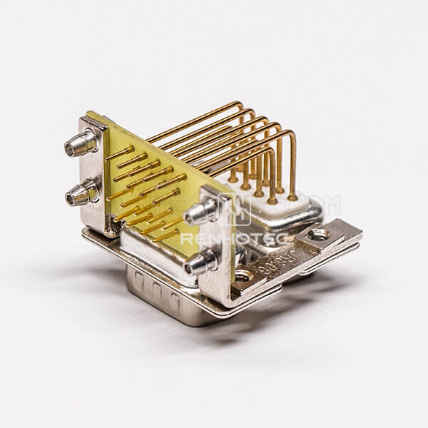 D-SUB 9 Pin Connector Staking Male Right Angle through Hole Staking Type for PCB Mount