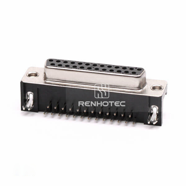 25 Pin D-SUB Female Right Angle Staking Type for PCB Mount Connector