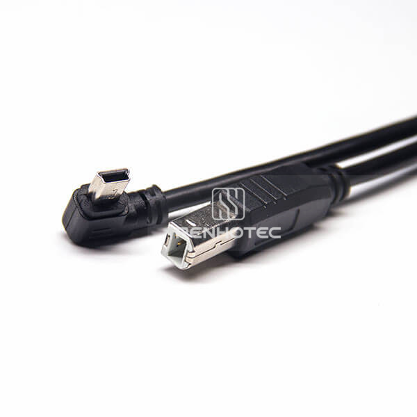 USB Mini Male Right Angle to USB B Straight Male