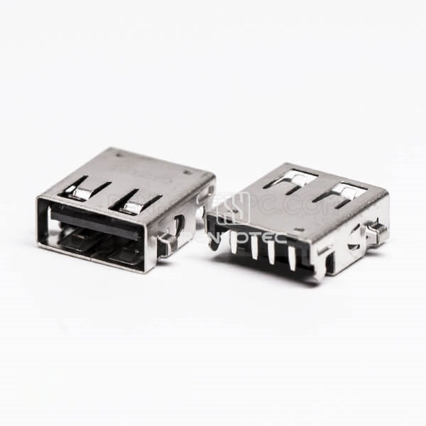 SMT Female 90 Degree USB2.0 Offest Type Through Hole