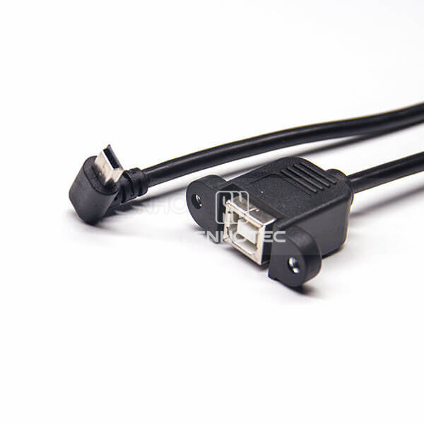 USB Mini B Male Up Angle to Type B Female 180 Degree