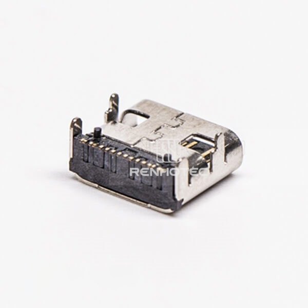 90 Degree USB Type C Female SMT Through Hole for PCB Mount