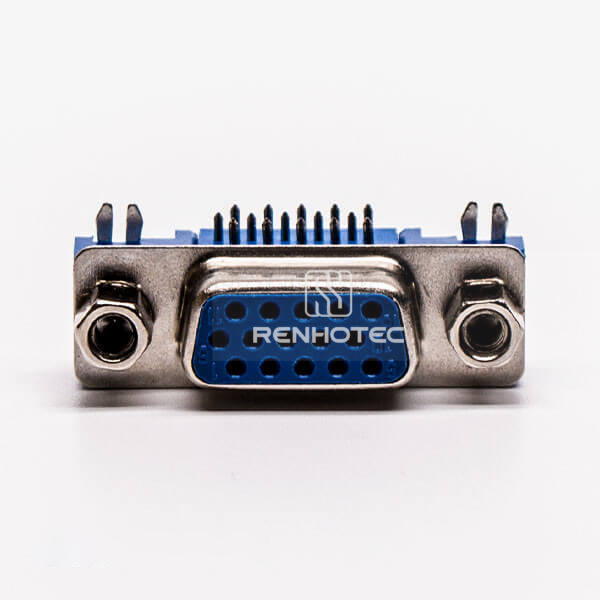 DB 15 90 Degree High Density Blue Female Through Hole for PCB Mount