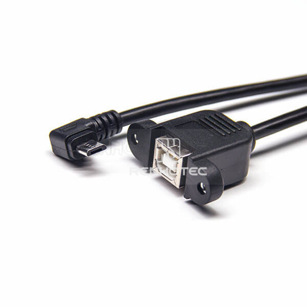 Micro USB Right-Angle Male to USB-B Straight Female Cable