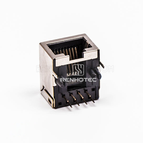 1 Port RJ45 Female PCB Connector 90 Degree with Shield and Without LED