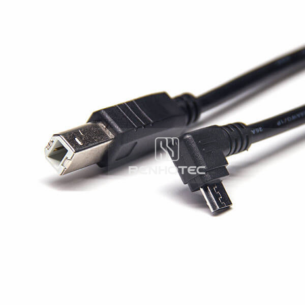 USB Type B Straight Male to Mirco USB Right Angle Double Male 1M Cable