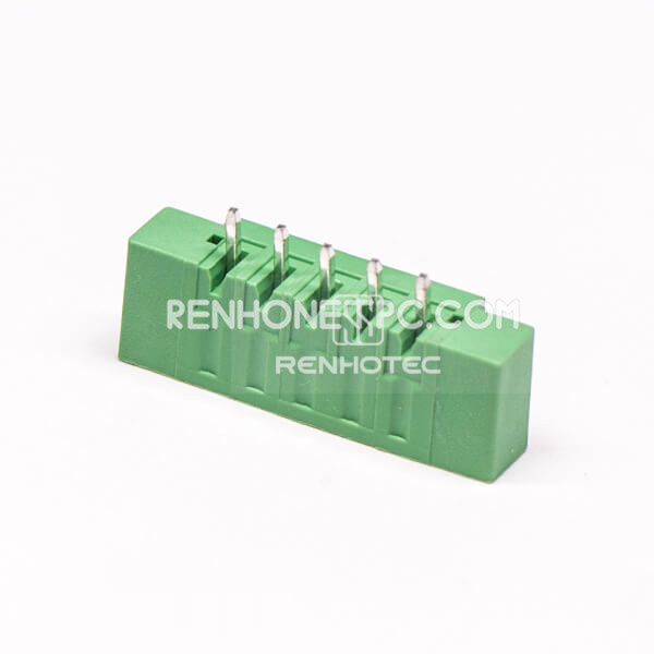 5 pin Terminal Block Straight Through Hole Green Pluggable Connector