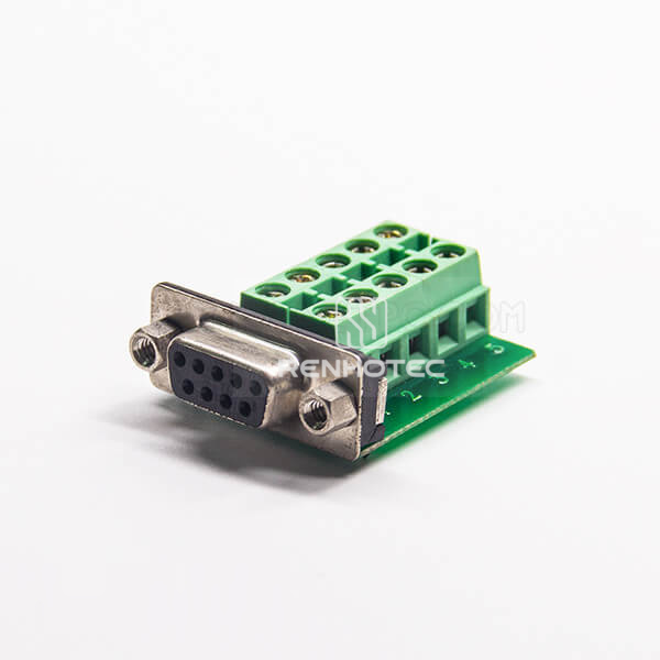 DB9 Female To 10 Holes Breakout Board Standard D-SUB Right Angle Connector