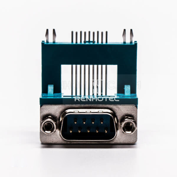 D-SUB 9 Pin Solder Male Green Right Angle Elevated Type for PCB Mount Connector